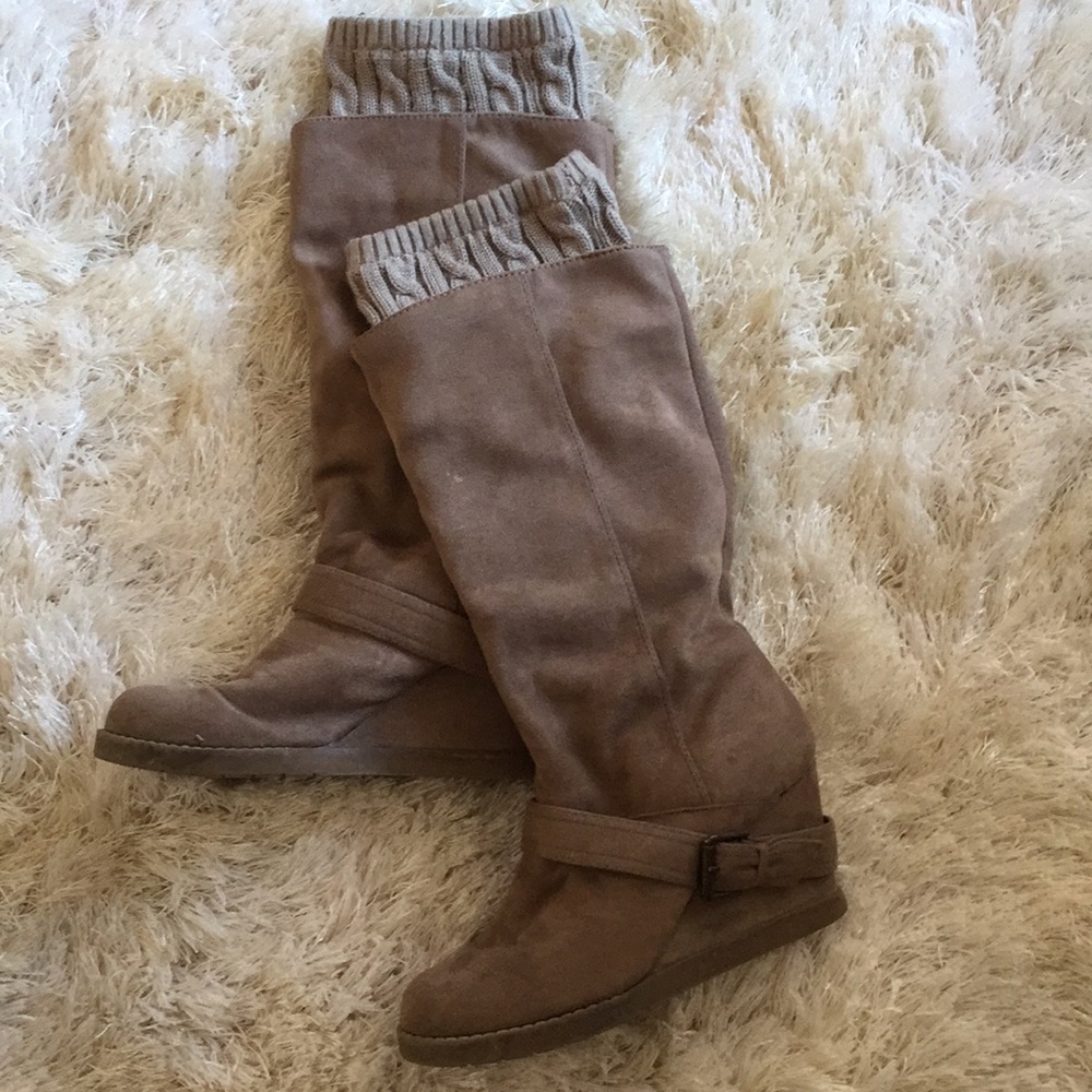 Faux suede tan boots